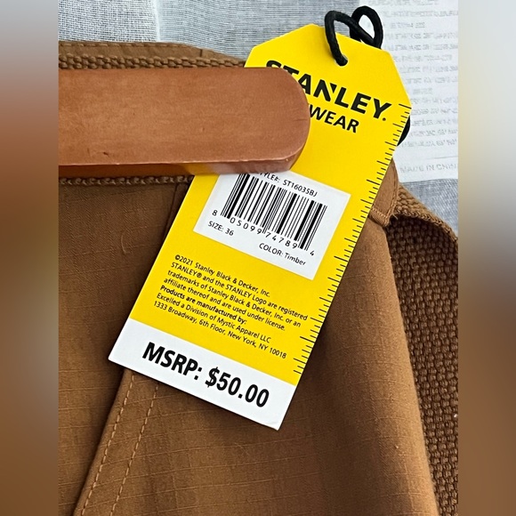 Stanley Mens Work Wear Cargo Shorts Belted Timber (Brown) Size 36 NWT - MSRP $50 - Picture 3 of 7